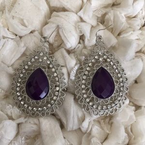 2/$8 Silver and Purple Earrings with Rhinestones